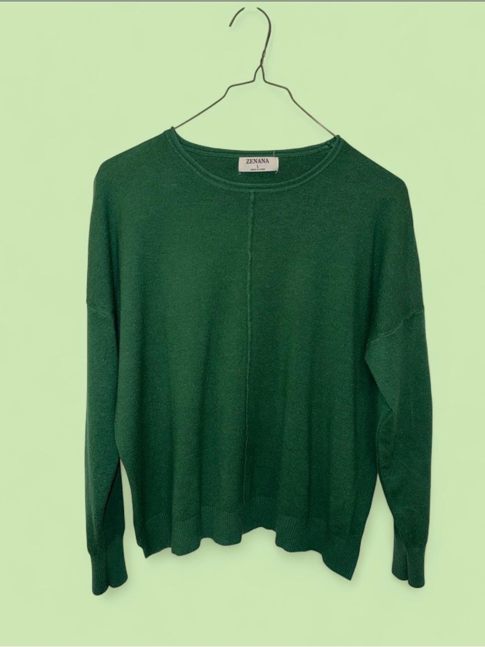 Zenana Outfitters Forest Green Crewneck Sweater